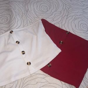 2 White/red crop tops